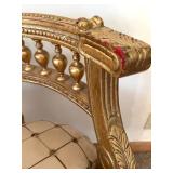 Pair Of Gilded French-Style Armchairs With Tufted Cream Upholstery #1