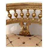 Pair Of Gilded French-Style Armchairs With Tufted Cream Upholstery #1