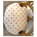 Pair Of Gilded French-Style Armchairs With Tufted Cream Upholstery #1