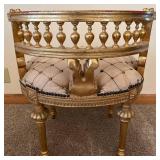Pair Of Gilded French-Style Armchairs With Tufted Cream Upholstery #1