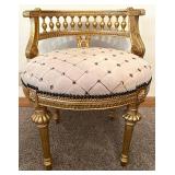 Pair Of Gilded French-Style Armchairs With Tufted Cream Upholstery #2