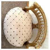 Pair Of Gilded French-Style Armchairs With Tufted Cream Upholstery #2