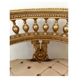 Pair Of Gilded French-Style Armchairs With Tufted Cream Upholstery #2