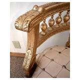 Pair Of Gilded French-Style Armchairs With Tufted Cream Upholstery #2