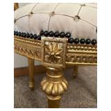 Pair Of Gilded French-Style Armchairs With Tufted Cream Upholstery #2