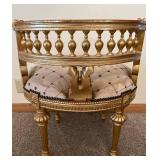Pair Of Gilded French-Style Armchairs With Tufted Cream Upholstery #2