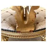 Pair Of Gilded French-Style Armchairs With Tufted Cream Upholstery #2