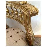 Pair Of Gilded French-Style Armchairs With Tufted Cream Upholstery #2