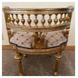 Pair Of Gilded French-Style Armchairs With Tufted Cream Upholstery #2