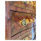 Antique French Bombe Chest of Drawers with Floral Inlay & Ormolu Mounts