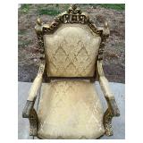 Louis XVI Style Giltwood Armchair & Damask Upholstery #2