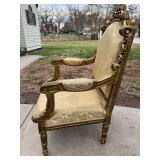 Louis XVI Style Giltwood Armchair & Damask Upholstery #2
