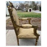 Louis XVI Style Giltwood Armchair & Damask Upholstery #2