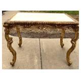 Gilded Rococo Marble Top Table & Carved Cabriole Legs
