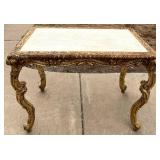 Gilded Rococo Marble Top Table & Carved Cabriole Legs