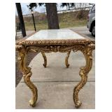 Gilded Rococo Marble Top Table & Carved Cabriole Legs