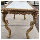 Gilded Rococo Marble Top Table & Carved Cabriole Legs