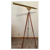 Brass Refracting Telescope & Wooden Tripod