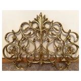 Ornate Gold-Tone Metal Wall Panel With Scrollwork