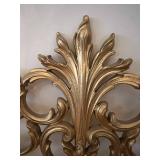 Ornate Gold-Tone Metal Wall Panel With Scrollwork