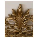Ornate Gold-Tone Metal Wall Panel With Scrollwork