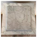 Marble-Topped Ornate Pedestal with Gilded Leaf Border