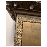 Marble-Topped Ornate Pedestal with Gilded Leaf Border