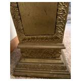 Marble-Topped Ornate Pedestal with Gilded Leaf Border