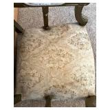 Pair of Carved Wood Armchairs with Damask Upholstery #1