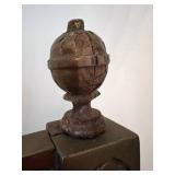 Pair of Carved Wood Armchairs with Damask Upholstery #1