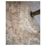 Pair of Carved Wood Armchairs with Damask Upholstery #1