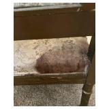 Pair of Carved Wood Armchairs with Damask Upholstery #1