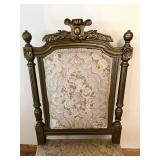 Pair of Antique Carved Wood Chairs & Damask Upholstery #3