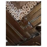 Pair of Antique Carved Wood Chairs & Damask Upholstery #3