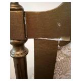 Pair of Antique Carved Wood Chairs & Damask Upholstery #3