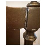 Pair of Antique Carved Wood Chairs & Damask Upholstery #3