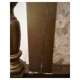 Pair of Antique Carved Wood Chairs & Damask Upholstery #3