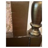 Pair of Antique Carved Wood Chairs & Damask Upholstery #3