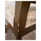 Pair of Antique Carved Wood Chairs & Damask Upholstery #3