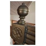 Antique-Style Damask Settee With Carved Wood Frame for Restoration