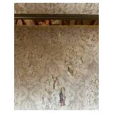 Antique-Style Damask Settee With Carved Wood Frame for Restoration