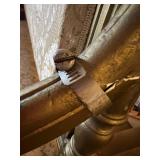 Antique-Style Damask Settee With Carved Wood Frame for Restoration