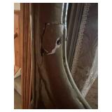 Antique-Style Damask Settee With Carved Wood Frame for Restoration