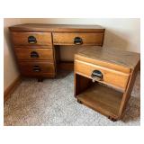 Kroehler Oak Desk & Matching Cabinet - Two-Piece Set