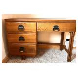 Kroehler Oak Desk & Matching Cabinet - Two-Piece Set