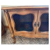 Vintage French Provincial Bench & Stone Top with Lattice-Panel Doors