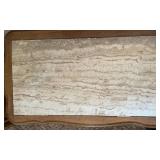 Vintage French Provincial Bench & Stone Top with Lattice-Panel Doors