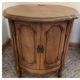 Vintage Wood Round Cabinet With Double Doors & Claw Feet