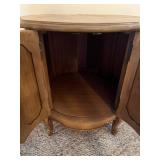 Vintage Wood Round Cabinet With Double Doors & Claw Feet