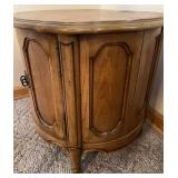 Vintage Wood Round Cabinet With Double Doors & Claw Feet